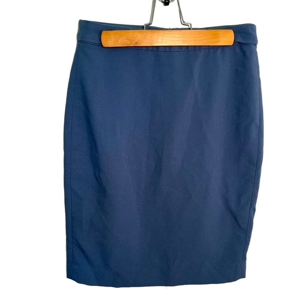 Banana Republic Womens Size 0 Pencil Skirt Light Blue Button Waist Slit Back Zip